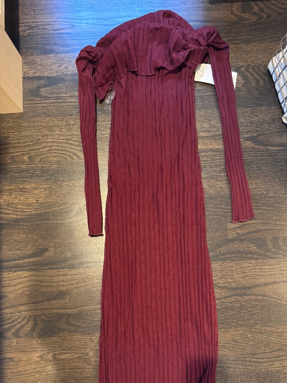 Simon Miller Burgundy Ribbed Long Sleeve Dress